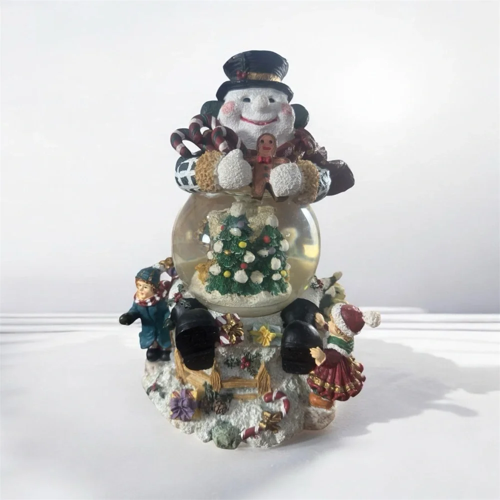 Vintage Snowman Waterball SnowGlobe Musical Motion Christmas Holiday Decor 10x5”